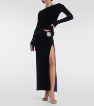 Rabanne Embellished velvet maxi skirt