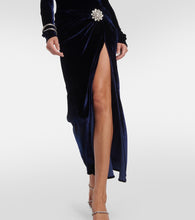 Rabanne Embellished velvet maxi skirt