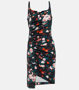 Rabanne Floral ruched jersey minidress