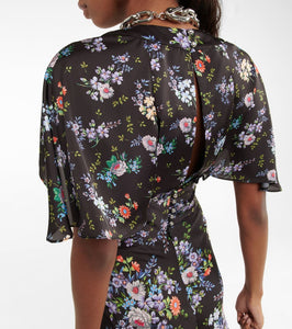 Rabanne Floral satin midi dress
