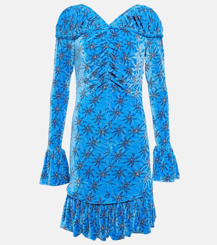 Rabanne Floral velvet minidress. Rabanne 花卉天鹅绒迷你连衣裙