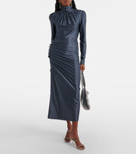 Rabanne Gathered jersey midi skirt