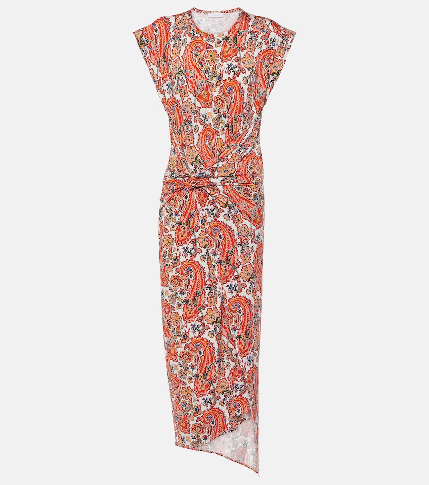 Rabanne Gathered paisley jersey midi dress. Rabanne 褶皱佩斯利花纹针织中长连衣裙