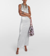 Rabanne Logo glitter maxi dress