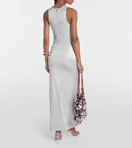 Rabanne Logo glitter maxi dress