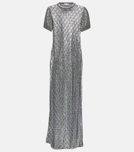 Rabanne Metallic knit maxi dress