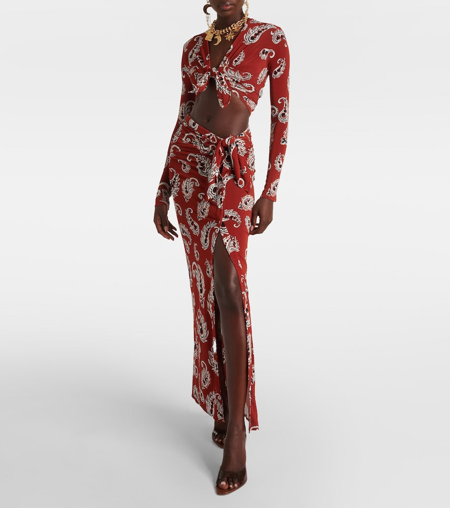 Rabanne Paisley jersey maxi skirt