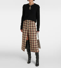 Rabanne Plaid wool and cotton midi skirt