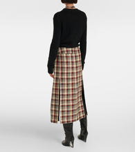 Rabanne Plaid wool and cotton midi skirt
