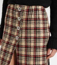 Rabanne Plaid wool and cotton midi skirt