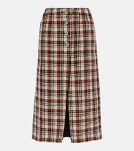 Rabanne Plaid wool and cotton midi skirt - Rabanne 格纹羊毛棉混纺中长裙