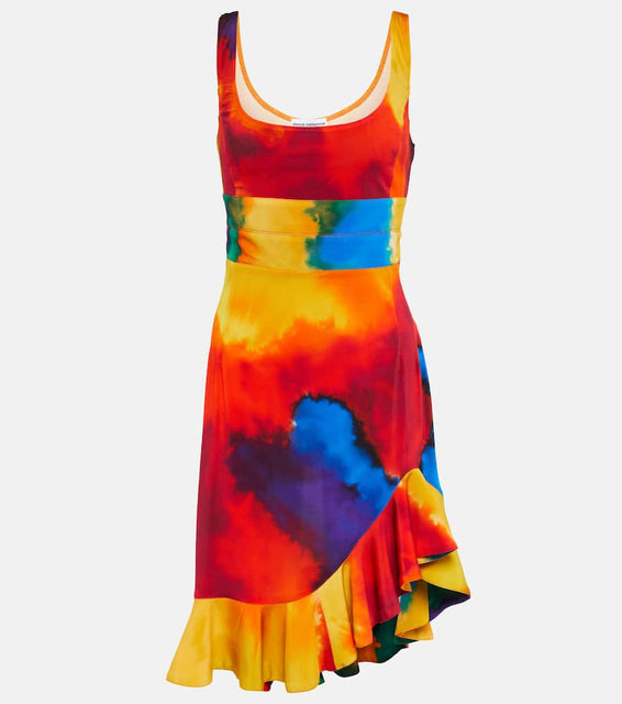 Rabanne Printed asymmetrical minidress