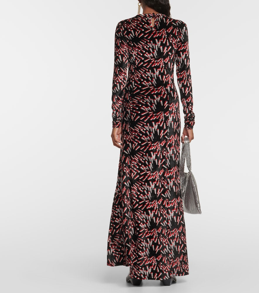 Rabanne Printed velvet maxi dress