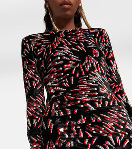 Rabanne Printed velvet maxi dress