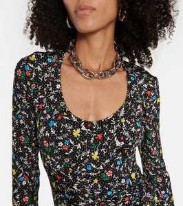 Rabanne Printed wrap midi dress