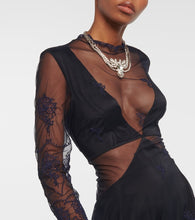 Rabanne Satin and lace cutout maxi dress