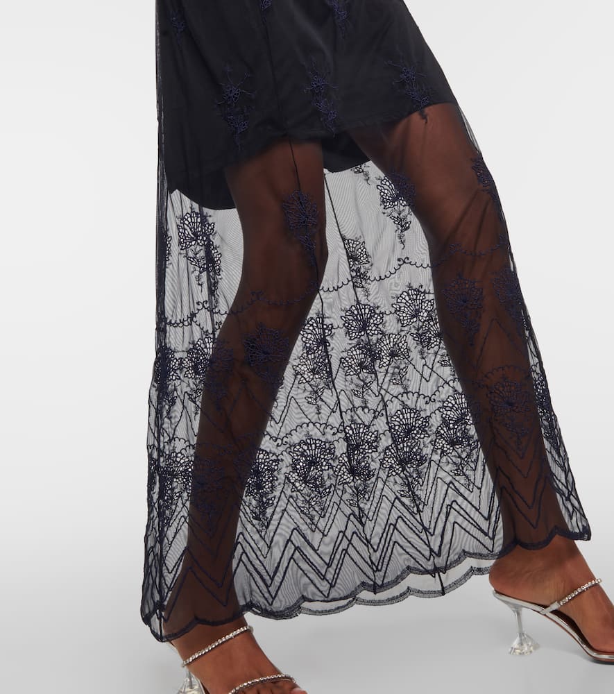 Rabanne Satin and lace cutout maxi dress