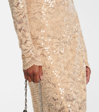 Rabanne Sequined off-shoulder lace maxi dress