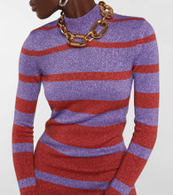 Rabanne Striped metallic knit maxi dress