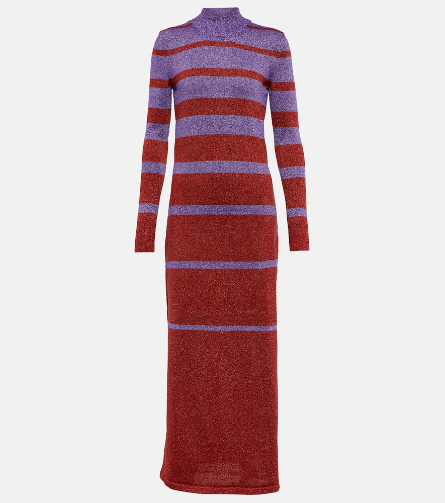 Rabanne Striped metallic knit maxi dress. Rabanne 条纹金属针织长裙