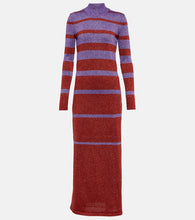 Rabanne Striped metallic knit maxi dress. Rabanne 条纹金属针织长裙