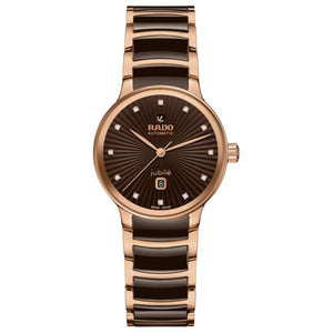 Rado Centrix Automatic Diamonds Brown Dial Rose Gold-Tone and Ceramic Watch 30.5mm - R30019732