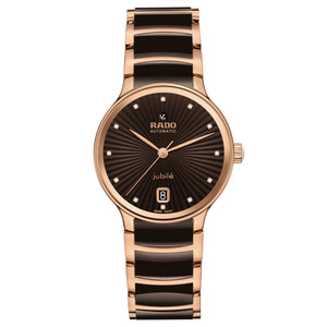 Rado Centrix Automatic Diamonds Brown Dial Rose Gold-Tone and Ceramic Watch 35mm - R30037732