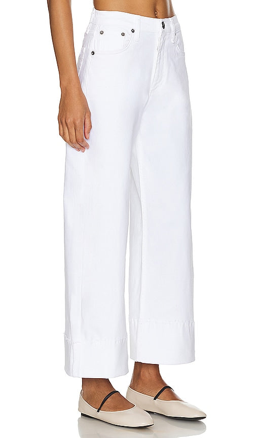 Rag & Bone Andi With Cuff Wide Leg in White