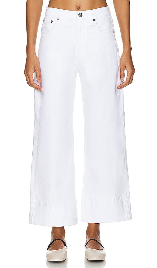 Rag & Bone Andi With Cuff Wide Leg in White - Rag & Bone Andi avec jambe large à revers en blanc - Rag & Bone Andi 白色袖口阔腿裤 - Rag & Bone Andi mit Manschette und weitem Bein in Weiß - Rag & Bone Andi 위드 커프 와이드 레그 화이트 색상 - Rag & Bone Andi con polsino gamba larga in bianco