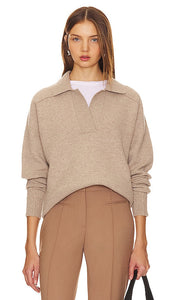 Rag & Bone Bridget Polo Sweater in Taupe - Rag & Bone Bridget Polo en taupe - Rag & Bone 灰褐色 Bridget Polo 毛衣 - Rag & Bone Bridget Polopullover in Taupe - Rag & Bone 브리짓 폴로 스웨터 - Maglione polo Rag & Bone Bridget in tortora