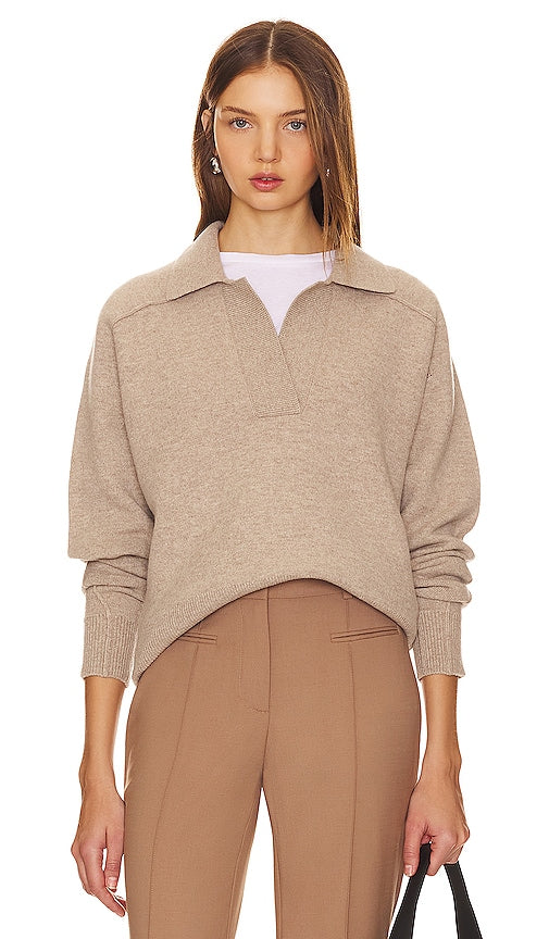 Rag & Bone Bridget Polo Sweater in Taupe - Rag & Bone Bridget Polo en taupe - Rag & Bone 灰褐色 Bridget Polo 毛衣 - Rag & Bone Bridget Polopullover in Taupe - Rag & Bone 브리짓 폴로 스웨터 - Maglione polo Rag & Bone Bridget in tortora