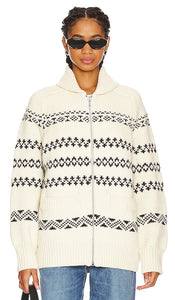 Rag & Bone Brooke Zip Up Sweater in Ivory