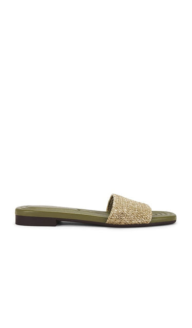 Rag & Bone Ellie Slide in Green | Loden Flat Sandals for Women