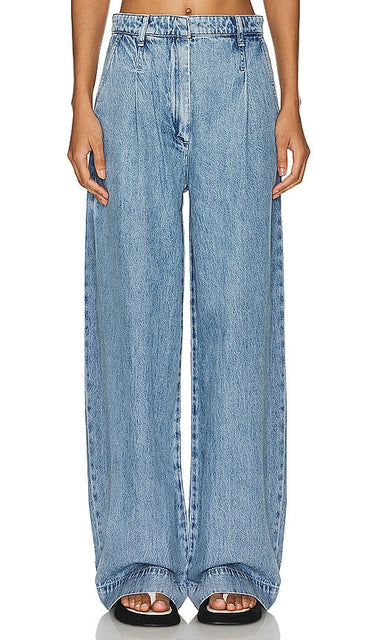 Rag & Bone Featherweight Abigale Pleated Wide Leg in Blue - Rag & Bone - Abigale poids plume - Jambe large plissée - Bleu - Rag & Bone 羽量级 Abigale 蓝色褶裥阔腿裤 - Rag & Bone Featherweight Abigale Plissee Wide Leg in Blau - Rag & Bone Featherweight Abigale 플리츠 와이드 레그 컬러 - Gamba larga plissettata Abigale leggerissima Rag & Bone in blu