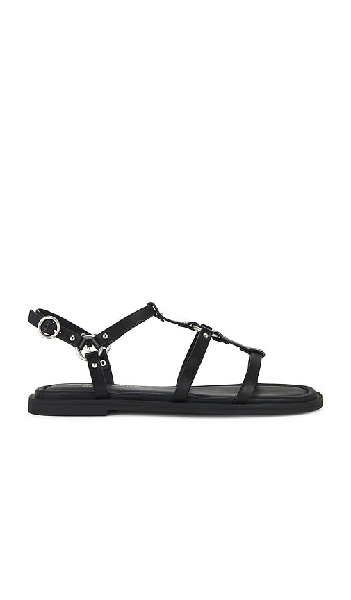 Rag & Bone Geo Harness Sandal in Black | Black Flat Sandals for Women