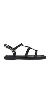 Rag & Bone Geo Harness Sandal in Black | Black Flat Sandals for Women
