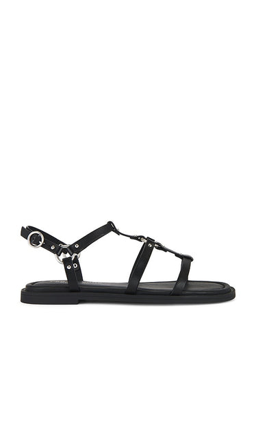 Rag & Bone Geo Harness Sandal in Black | Black Flat Sandals for Women