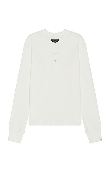 Rag & Bone Lightweight Waffle Henley in Ivory - Rag & Bone Henley gaufré léger en ivoire - Rag & Bone 象牙色轻质华夫格亨利衫 - Leichtes Waffel-Henley von Rag & Bone in Elfenbein - Rag & Bone 라이트웨이트 와플 헨리 아이보리 색상 - Henley leggero Waffle Rag & Bone in avorio