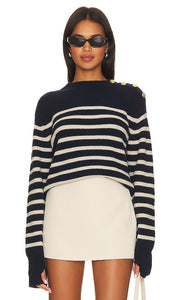 Rag & Bone Nancy Stripe Crew in Navy - Rag & Bone Nancy Stripe Crew en bleu marine - Rag & Bone 海军蓝 Nancy Stripe 圆领上衣 - Rag & Bone Nancy Stripe Crew in Marineblau - Rag & Bone Nancy 스트라이프 크루 - Squadra Rag & Bone Nancy Stripe in blu marino