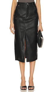 Rag & Bone Sid Faux Leather Midi Skirt in Black - Jupe mi-longue en similicuir Rag & Bone Sid en noir - Rag & Bone Sid 黑色人造皮革中长半身裙 - Rag & Bone Sid Midirock aus Kunstleder in Schwarz - Rag & Bone SID 인조 가죽 미디 스커트블랙 색상 - Gonna longuette in ecopelle Rag & Bone Sid in nero