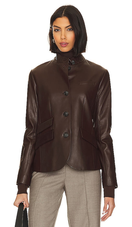 Rag & Bone Slade Leather Blazer in Brown