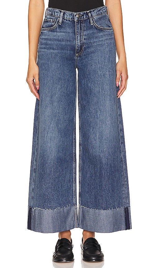 Rag & Bone Sofie Cuff Crop in Blue - Rag & Bone - Sofie - Crop top à revers - Bleu - Rag & Bone Sofie 蓝色袖口短款 - Rag & Bone Sofie Cuff Crop in Blau - Rag & Bone Sofie 커프 크롭 블루 색상 - Rag & Bone Sofie polsino corto in blu