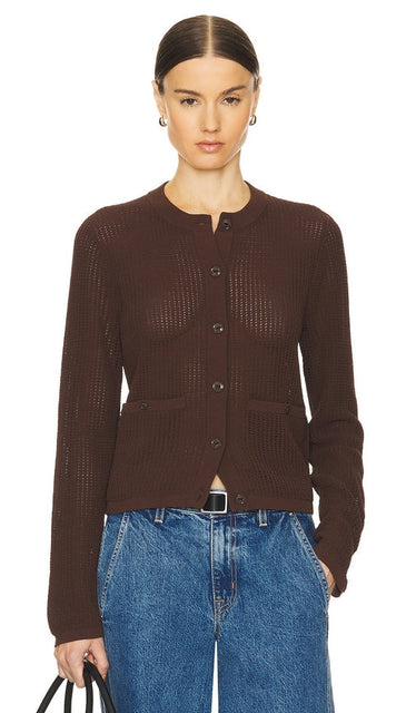 Rag & Bone Viola Cardigan in Chocolate - Cardigan Viola Rag & Bone en Chocolat - Rag & Bone 巧克力中提琴开衫 - Rag & Bone Viola Cardigan in Schokolade - Rag & Bone 비올라 가디건 초콜릿 색상 - Cardigan viola Rag & Bone color cioccolato