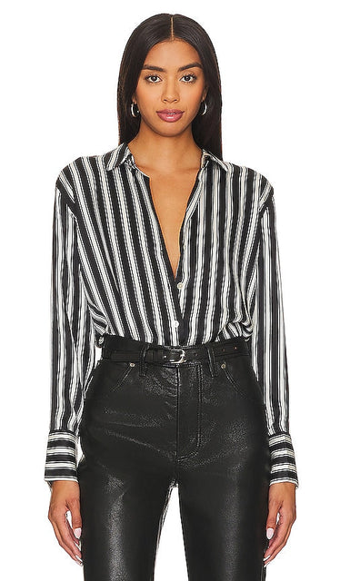 Rails Dorian Top in Black,White - Haut Rails Dorian en noir, blanc - 黑色、白色导轨 Dorian 顶部 - Rails Dorian Top in Schwarz, Weiß - Rails 도리안 탑 - Top Dorian con binari in nero, bianco