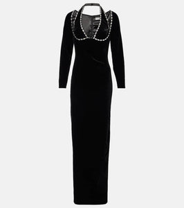 Rasario Crystal-embellished velvet gown