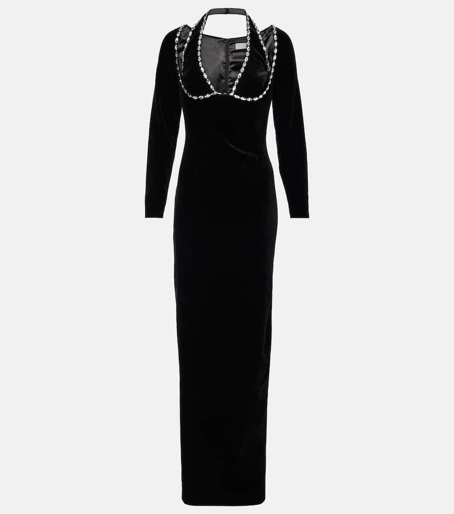 Rasario Crystal-embellished velvet gown