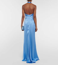 Rasario Draped halterneck satin gown