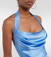 Rasario Draped halterneck satin gown