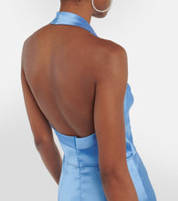 Rasario Draped halterneck satin gown