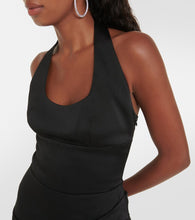 Rasario Draped halterneck satin maxi gown